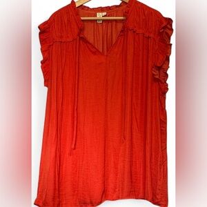 NWOT JOIE WOMAN BOHO/PEASANT BLOUSE BRIGHT ORANGE BLOUSE SIZE 3X